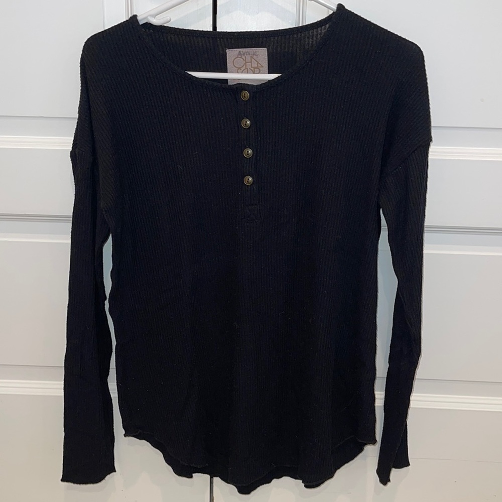 Black Henley Chaser Long Sleeve